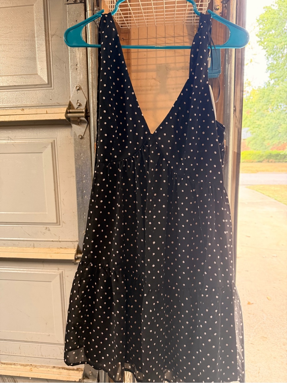 Le Lis Black Polka Dot V-Neck Mini Dress